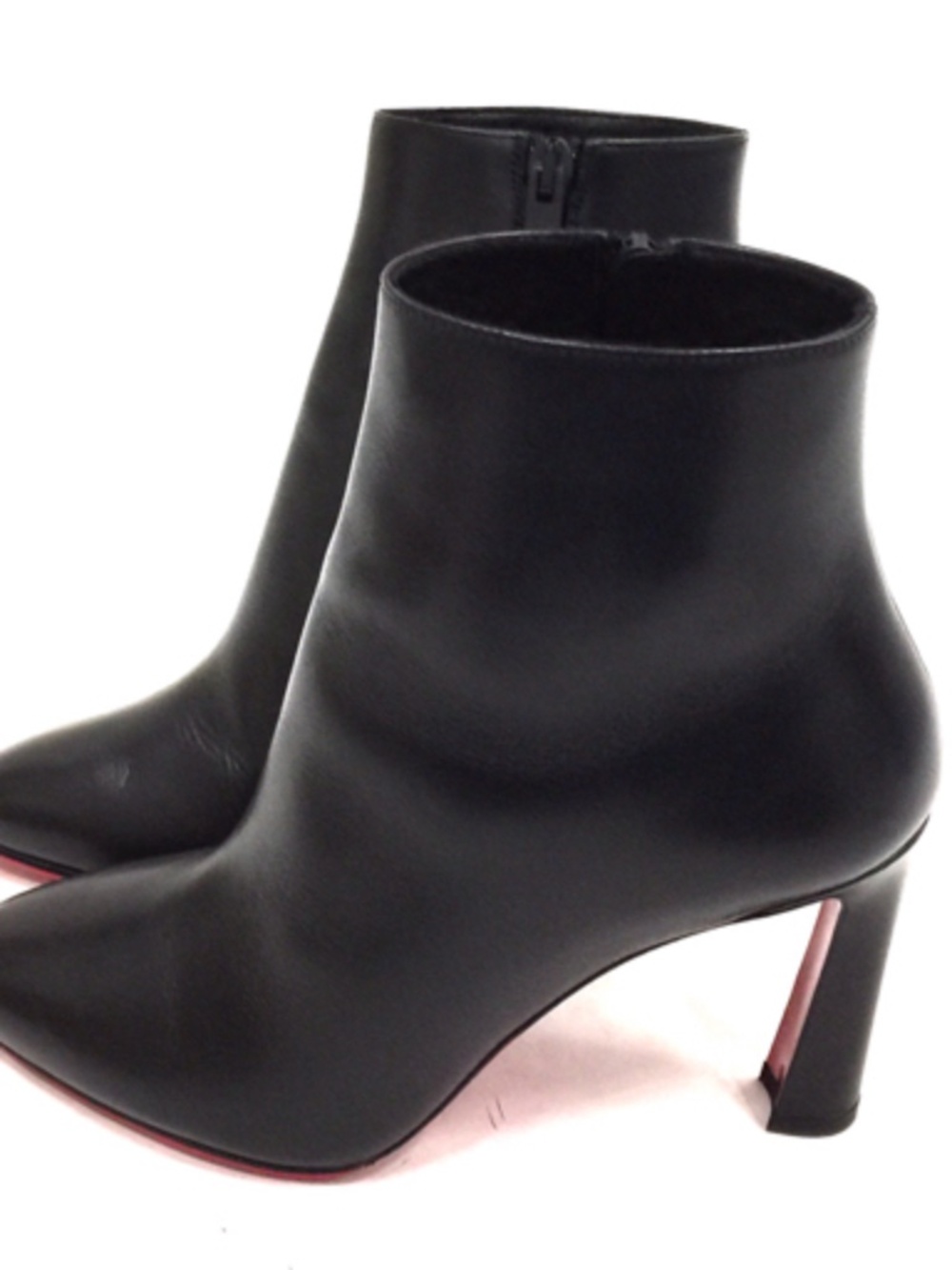 Christian Louboutin So Eleonor 85 Black Leather Ankle Boots Size 37 Italy